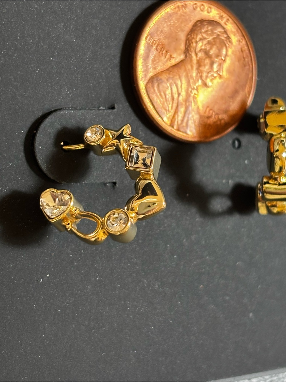 Coach Gold-Tone Crystal Huggie Hoop Earrings
